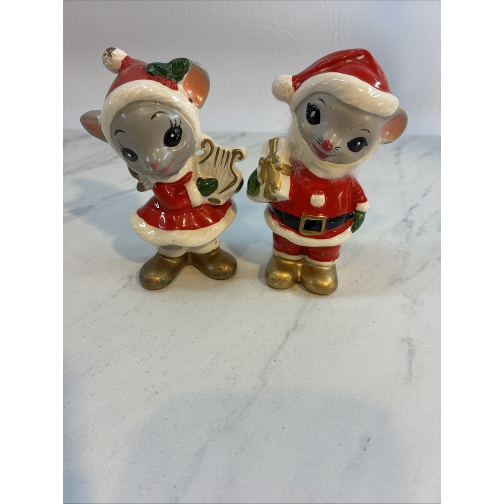 Set Of‎ 2 Vintage Napco Christmas Mice/JAPAN/X-8589/Original Stickers/MINT